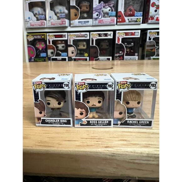3 BITTY Friends 80s Hair 1" Funko Pops Ross Geller Rachel Green Chandler Bing TV - Picture 1 of 6